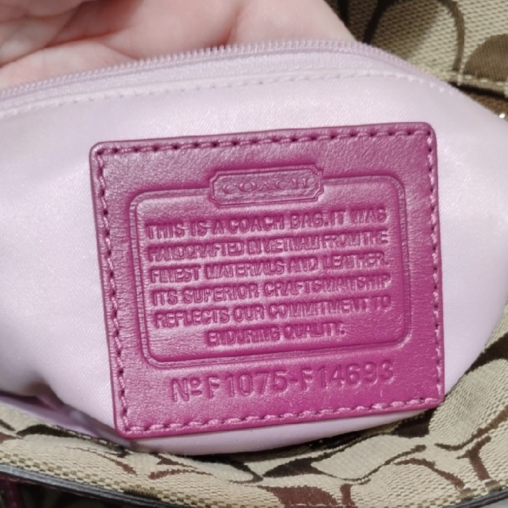 SALE! Auth Coach Tan/Mauve Signature Shoulder Bag & Wallet Vintage Bundle - Picture 10 of 16